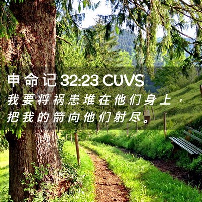 Picture 02 - 申 命 记 32:23 CUVS - 我 要 将 祸 患 堆 在 他 们 身 上 ， - Bible Verse Picture