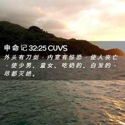 Picture 02 - 申 命 记 32:25 CUVS - 外 头 有 刀 剑 ， 内 室 有 惊 恐 ， - Bible Verse Picture