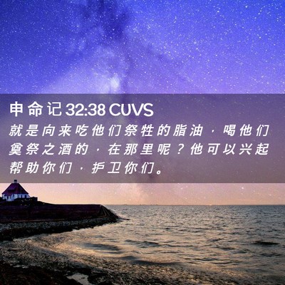 Picture 02 - 申 命 记 32:38 CUVS - 就 是 向 来 吃 他 们 祭 牲 的 脂 油 - Bible Verse Picture