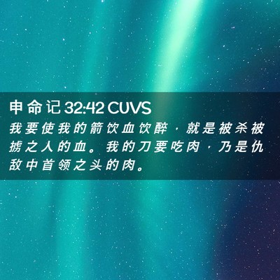 Picture 02 - 申 命 记 32:42 CUVS - 我 要 使 我 的 箭 饮 血 饮 醉 ， 就 - Bible Verse Picture