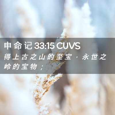 Picture 02 - 申 命 记 33:15 CUVS - 得 上 古 之 山 的 至 宝 ， 永 世 之 - Bible Verse Picture