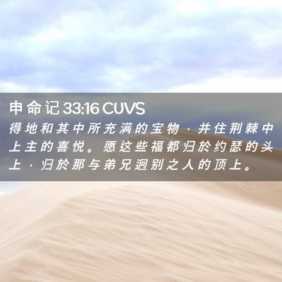 Picture 02 - 申 命 记 33:16 CUVS - 得 地 和 其 中 所 充 满 的 宝 物 ， - Bible Verse Picture