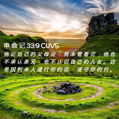 Picture 02 - 申 命 记 33:9 CUVS - 他 论 自 己 的 父 母 说 ： 我 未 曾 - Bible Verse Picture