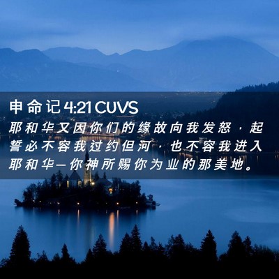 Picture 02 - 申 命 记 4:21 CUVS - 耶 和 华 又 因 你 们 的 缘 故 向 我 - Bible Verse Picture
