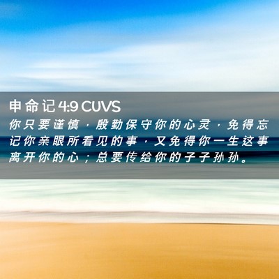 Picture 02 - 申 命 记 4:9 CUVS - 你 只 要 谨 慎 ， 殷 勤 保 守 你 的 - Bible Verse Picture