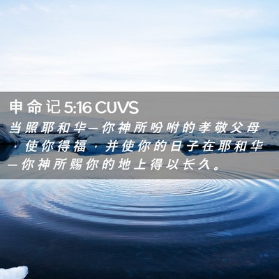 Picture 02 - 申 命 记 5:16 CUVS - 当 照 耶 和 华 ─ 你 神 所 吩 咐 的 - Bible Verse Picture