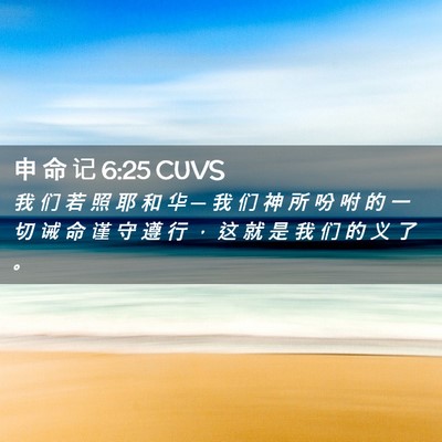 Picture 02 - 申 命 记 6:25 CUVS - 我 们 若 照 耶 和 华 ─ 我 们 神 所 - Bible Verse Picture