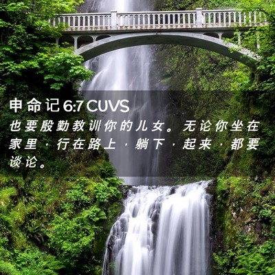 Picture 02 - 申 命 记 6:7 CUVS - 也 要 殷 勤 教 训 你 的 儿 女 。 无 - Bible Verse Picture