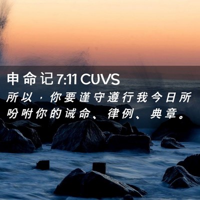 Picture 02 - 申 命 记 7:11 CUVS - 所 以 ， 你 要 谨 守 遵 行 我 今 日 - Bible Verse Picture
