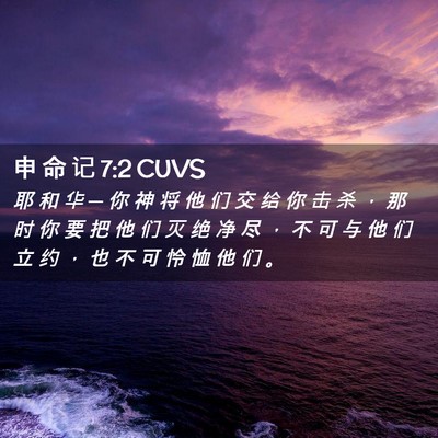 Picture 02 - 申 命 记 7:2 CUVS - 耶 和 华 ─ 你 神 将 他 们 交 给 你 - Bible Verse Picture