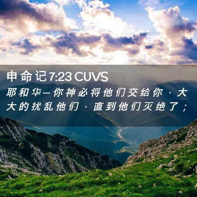 Picture 02 - 申 命 记 7:23 CUVS - 耶 和 华 ─ 你 神 必 将 他 们 交 给 - Bible Verse Picture