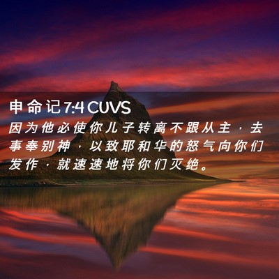 Picture 02 - 申 命 记 7:4 CUVS - 因 为 他 必 使 你 儿 子 转 离 不 跟 - Bible Verse Picture