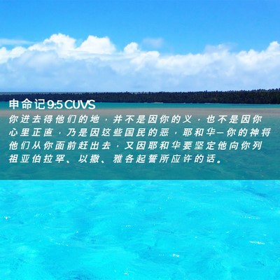 Picture 02 - 申 命 记 9:5 CUVS - 你 进 去 得 他 们 的 地 ， 并 不 是 - Bible Verse Picture