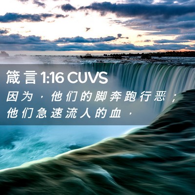 Picture 02 - 箴 言 1:16 CUVS - 因 为 ， 他 们 的 脚 奔 跑 行 恶 ； - Bible Verse Picture