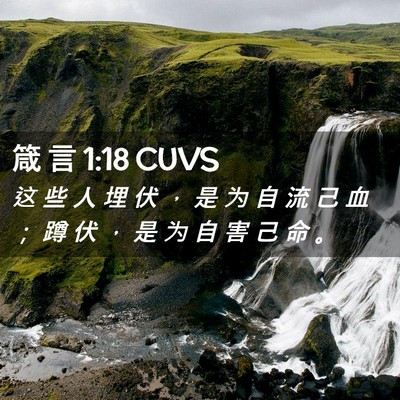 Picture 02 - 箴 言 1:18 CUVS - 这 些 人 埋 伏 ， 是 为 自 流 己 血 - Bible Verse Picture