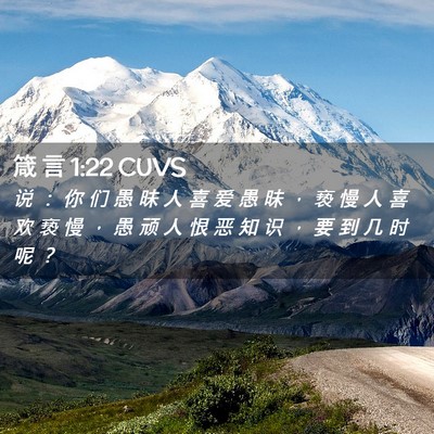 Picture 02 - 箴 言 1:22 CUVS - 说 ： 你 们 愚 昧 人 喜 爱 愚 昧 ， - Bible Verse Picture