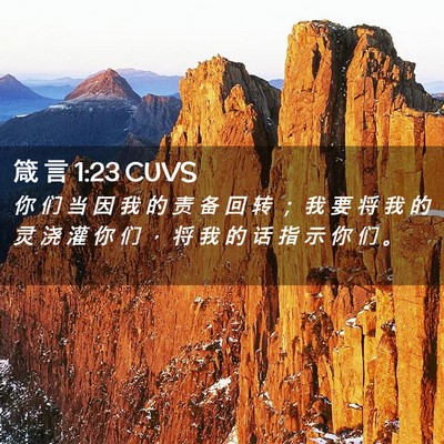 Picture 02 - 箴 言 1:23 CUVS - 你 们 当 因 我 的 责 备 回 转 ； 我 - Bible Verse Picture