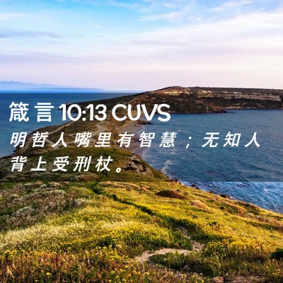 Picture 02 - 箴 言 10:13 CUVS - 明 哲 人 嘴 里 有 智 慧 ； 无 知 人 - Bible Verse Picture