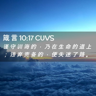 Picture 02 - 箴 言 10:17 CUVS - 谨 守 训 诲 的 ， 乃 在 生 命 的 道 - Bible Verse Picture