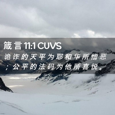 Picture 02 - 箴 言 11:1 CUVS - 诡 诈 的 天 平 为 耶 和 华 所 憎 恶 - Bible Verse Picture