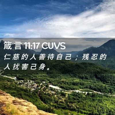 Picture 02 - 箴 言 11:17 CUVS - 仁 慈 的 人 善 待 自 己 ； 残 忍 的 - Bible Verse Picture