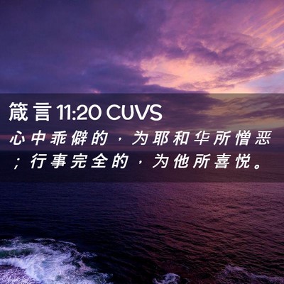 Picture 02 - 箴 言 11:20 CUVS - 心 中 乖 僻 的 ， 为 耶 和 华 所 憎 - Bible Verse Picture
