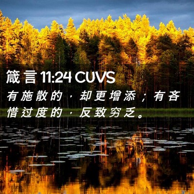 Picture 02 - 箴 言 11:24 CUVS - 有 施 散 的 ， 却 更 增 添 ； 有 吝 - Bible Verse Picture