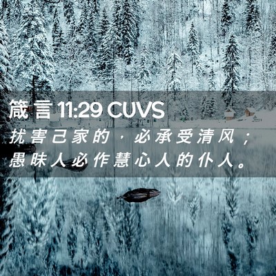 Picture 02 - 箴 言 11:29 CUVS - 扰 害 己 家 的 ， 必 承 受 清 风 ； - Bible Verse Picture