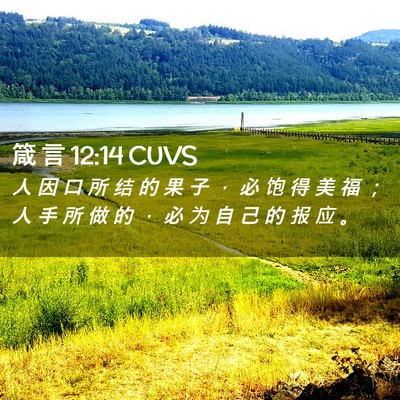 Picture 02 - 箴 言 12:14 CUVS - 人 因 口 所 结 的 果 子 ， 必 饱 得 - Bible Verse Picture