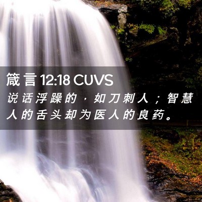 Picture 02 - 箴 言 12:18 CUVS - 说 话 浮 躁 的 ， 如 刀 刺 人 ； 智 - Bible Verse Picture