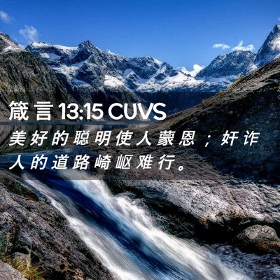 Picture 02 - 箴 言 13:15 CUVS - 美 好 的 聪 明 使 人 蒙 恩 ； 奸 诈 - Bible Verse Picture