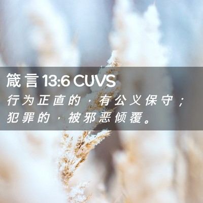 Picture 02 - 箴 言 13:6 CUVS - 行 为 正 直 的 ， 有 公 义 保 守 ； - Bible Verse Picture