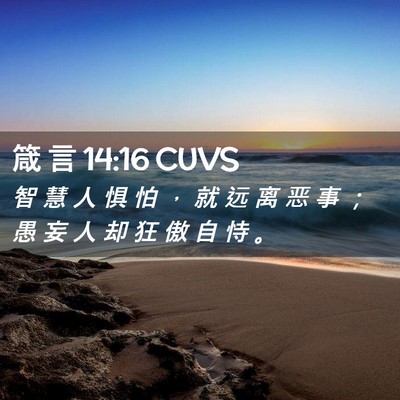Picture 02 - 箴 言 14:16 CUVS - 智 慧 人 惧 怕 ， 就 远 离 恶 事 ； - Bible Verse Picture