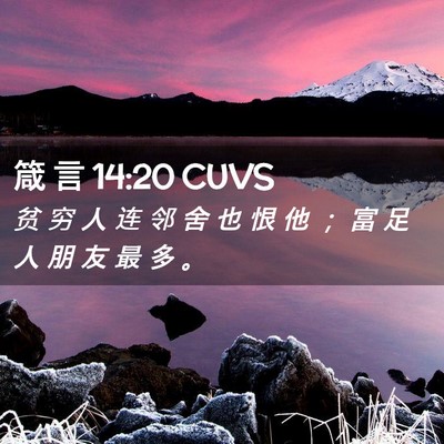 Picture 02 - 箴 言 14:20 CUVS - 贫 穷 人 连 邻 舍 也 恨 他 ； 富 足 - Bible Verse Picture