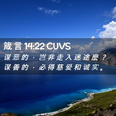 Picture 02 - 箴 言 14:22 CUVS - 谋 恶 的 ， 岂 非 走 入 迷 途 麽 ？ - Bible Verse Picture