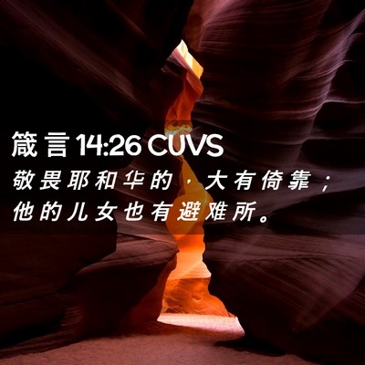 Picture 02 - 箴 言 14:26 CUVS - 敬 畏 耶 和 华 的 ， 大 有 倚 靠 ； - Bible Verse Picture