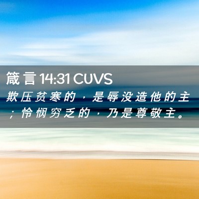 Picture 02 - 箴 言 14:31 CUVS - 欺 压 贫 寒 的 ， 是 辱 没 造 他 的 - Bible Verse Picture