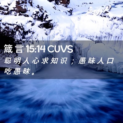 Picture 02 - 箴 言 15:14 CUVS - 聪 明 人 心 求 知 识 ； 愚 昧 人 口 - Bible Verse Picture