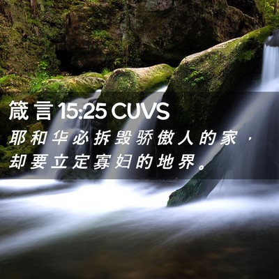Picture 02 - 箴 言 15:25 CUVS - 耶 和 华 必 拆 毁 骄 傲 人 的 家 ， - Bible Verse Picture