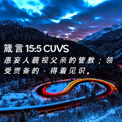 Picture 02 - 箴 言 15:5 CUVS - 愚 妄 人 藐 视 父 亲 的 管 教 ； 领 - Bible Verse Picture