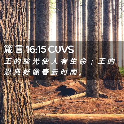 Picture 02 - 箴 言 16:15 CUVS - 王 的 脸 光 使 人 有 生 命 ； 王 的 - Bible Verse Picture