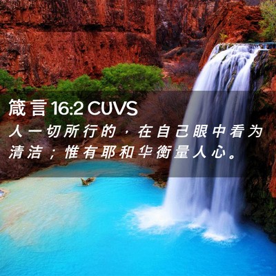 Picture 02 - 箴 言 16:2 CUVS - 人 一 切 所 行 的 ， 在 自 己 眼 中 - Bible Verse Picture