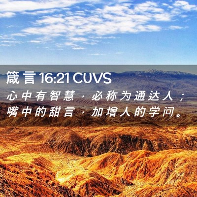Picture 02 - 箴 言 16:21 CUVS - 心 中 有 智 慧 ， 必 称 为 通 达 人 - Bible Verse Picture