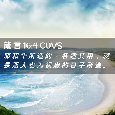 Picture 02 - 箴 言 16:4 CUVS - 耶 和 华 所 造 的 ， 各 适 其 用 ； - Bible Verse Picture