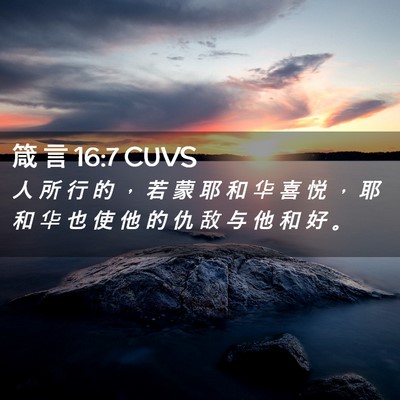 Picture 02 - 箴 言 16:7 CUVS - 人 所 行 的 ， 若 蒙 耶 和 华 喜 悦 - Bible Verse Picture
