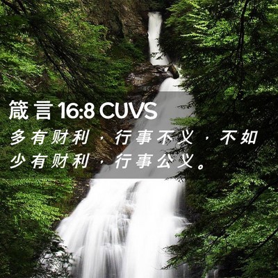 Picture 02 - 箴 言 16:8 CUVS - 多 有 财 利 ， 行 事 不 义 ， 不 如 - Bible Verse Picture