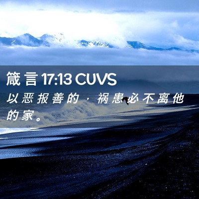 Picture 02 - 箴 言 17:13 CUVS - 以 恶 报 善 的 ， 祸 患 必 不 离 他 - Bible Verse Picture