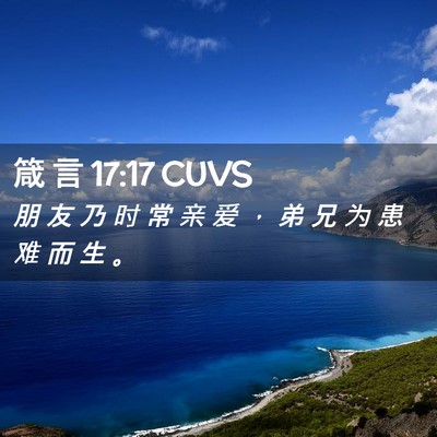 Picture 02 - 箴 言 17:17 CUVS - 朋 友 乃 时 常 亲 爱 ， 弟 兄 为 患 - Bible Verse Picture