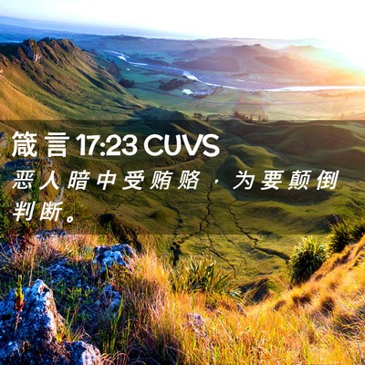 Picture 02 - 箴 言 17:23 CUVS - 恶 人 暗 中 受 贿 赂 ， 为 要 颠 倒 - Bible Verse Picture