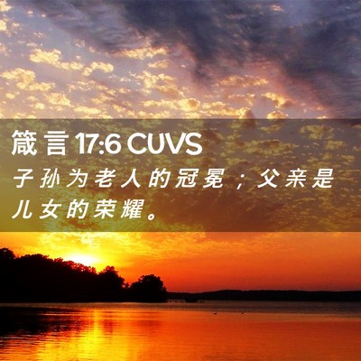 Picture 02 - 箴 言 17:6 CUVS - 子 孙 为 老 人 的 冠 冕 ； 父 亲 是 - Bible Verse Picture